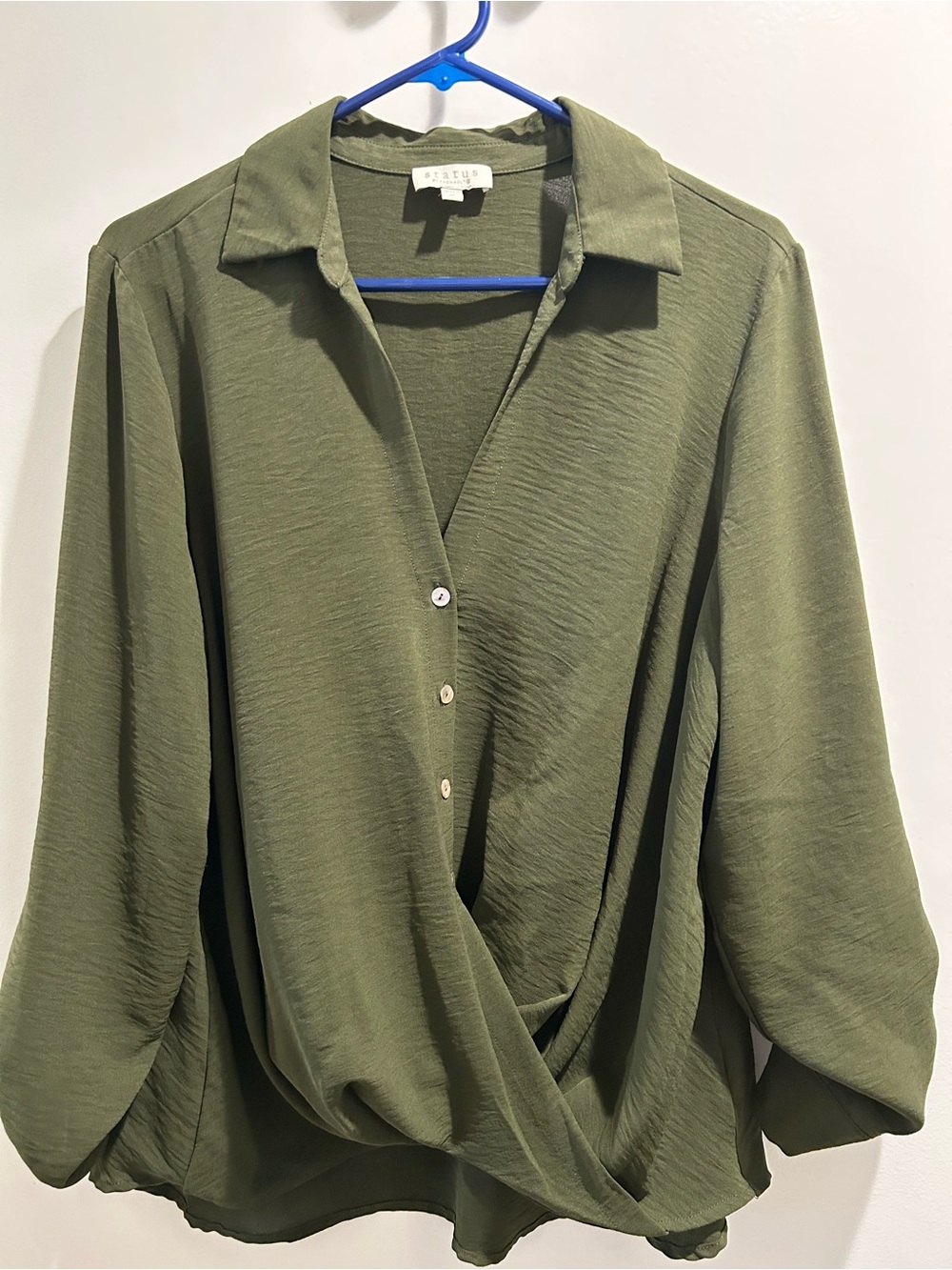Chenault Olive Green Surplice Blouse